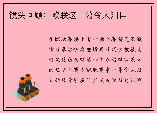 镜头回顾：欧联这一幕令人泪目